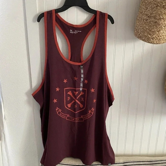 Under armour Other - Under Armour Project Rock Tank Top Mens 2XL Blood Sweat Respect BSR Maroon Red